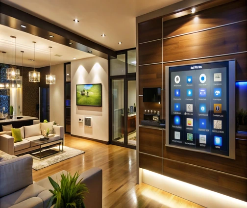 modern living room with smart home technology